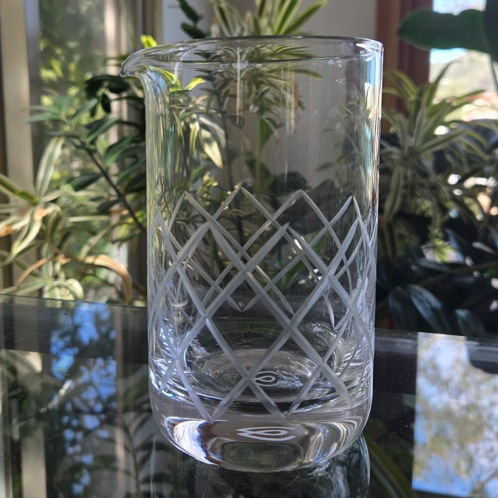 Cut Crystal Cocktail Mixing Glass | Diamond Pattern | Modern Barware